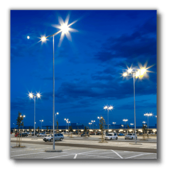 Parking Lot Lighting in Large Lot at Night