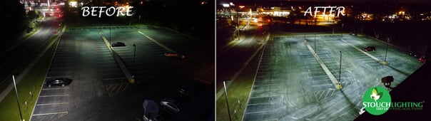 Before After LED Parking Lot Lighting Retrofit From Stouch Lighting