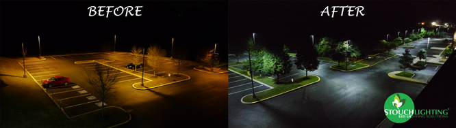 Before After LED Installation in Parking Lot