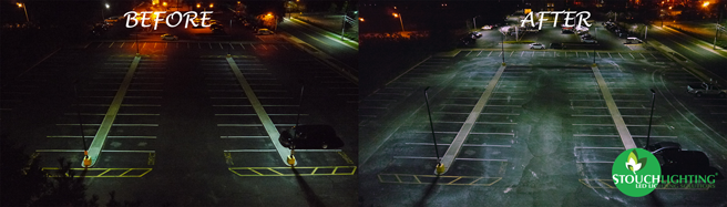 Before After Exterior LED Lighting Retrofit Parking Lot