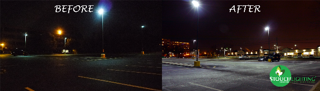 Before and After LED Exterior Installation Parking Lot