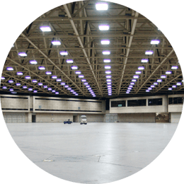 Industrial Commercial LED Lights in Large Facility Warehouse