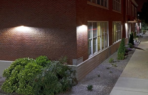 Wall Pack Lighting on Building Exterior At Night