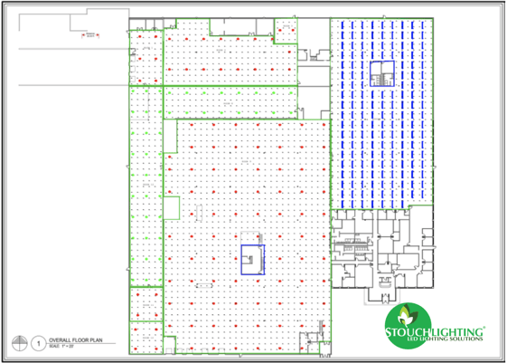 Photometric Plan for Floor Plan of a Building by Stouch Lighting
