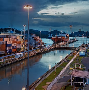 High Mast Lighting Illuminating Shipping Dock