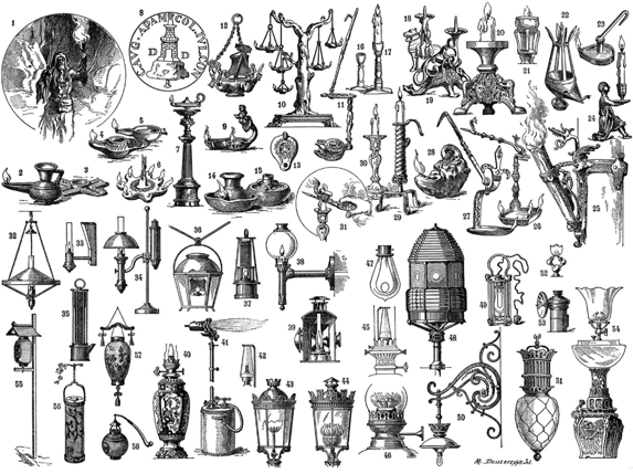 History of Lighting Fixtures Illustration