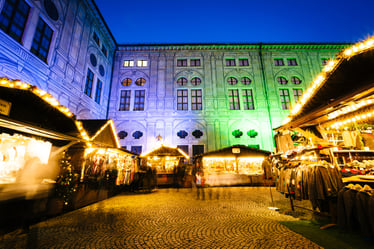 Christmas Market LED Lights Lighting up Town Buildings
