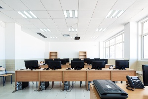 University Classroom with Troffer Ceiling Lights