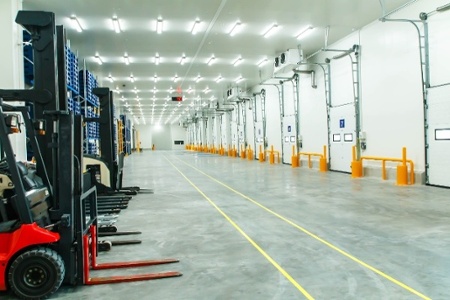 Warehouse Freezer Illuminated with LED Lighting