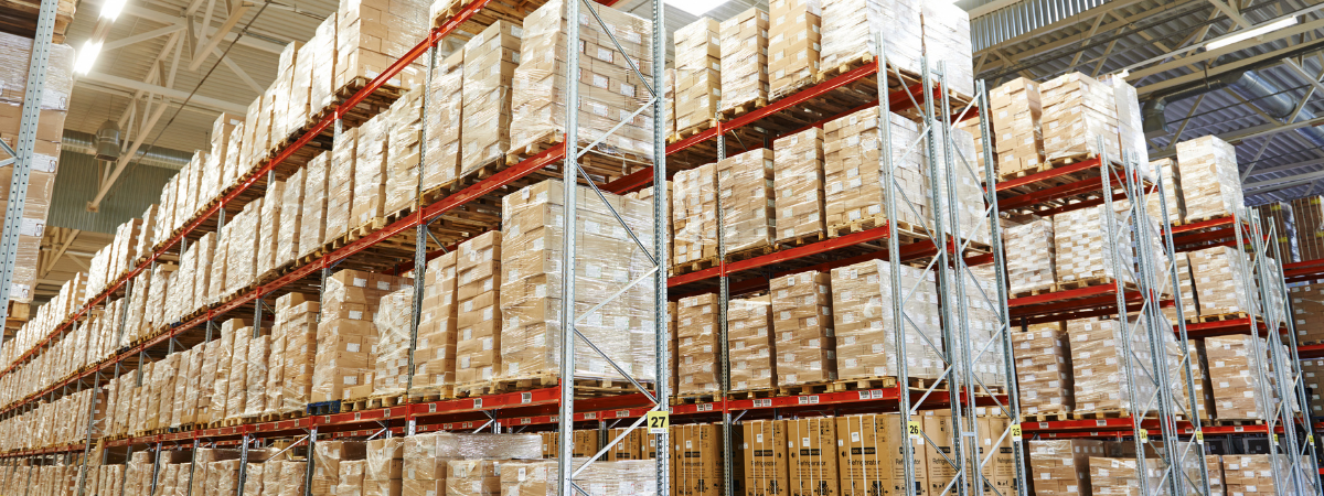 Warehouse with Boxes of LED lights