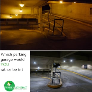 Parking Garage LED Lights Before and After