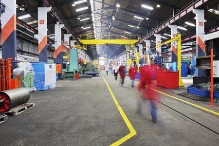 Iron Steel Works Factory Illuminated with LED Lights
